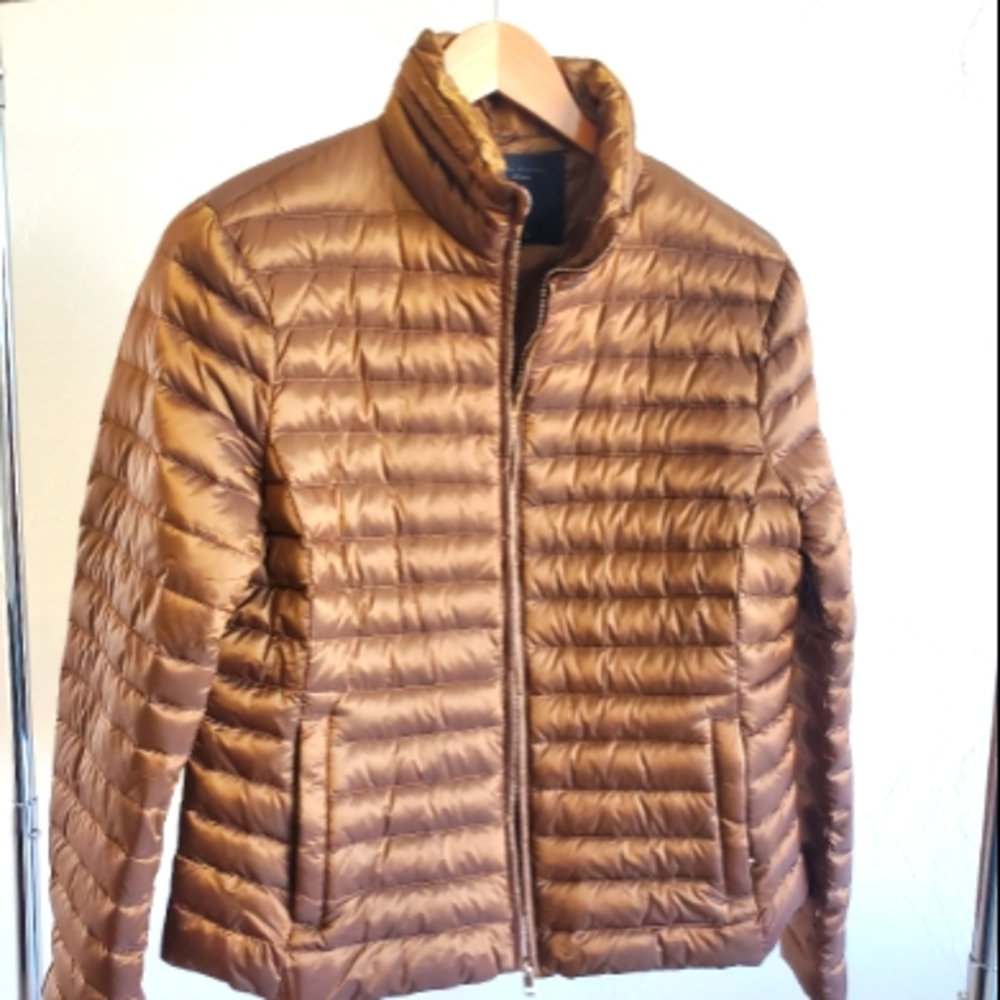 Zara Copper Puffer Down Bomber Jacket- Like New!
